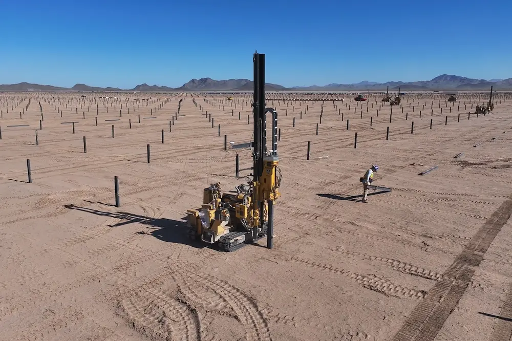 Xpanner automated solar pile installation workflow, reducing required labor by half while achieving over 50 percent faster installation speeds.