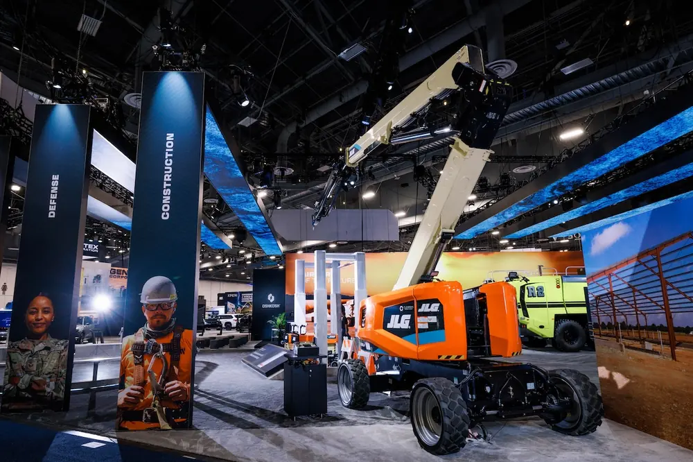 Integrated with robotics, the boom lift transforms from a positioning platform into a system that can execute work consistently throughout long shifts. (Pictured at CES 2026)