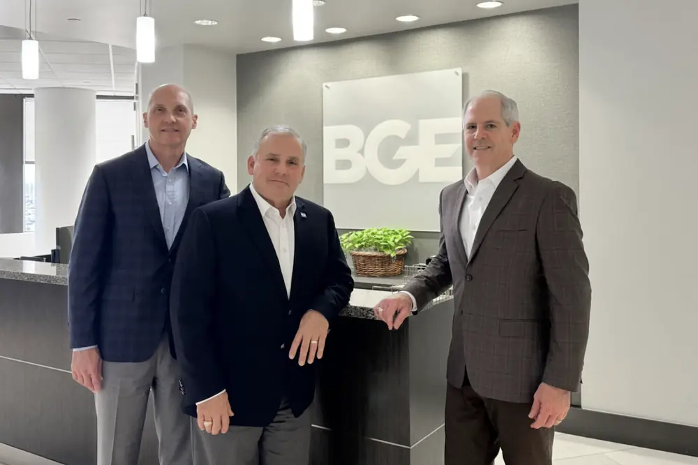 From left to right: Rodney Heisch, Chief Corporate Officer; Randy Randermann, President and CEO; and Mike Garrison, Chief Operating Officer at BGE’s Houston headquarters.