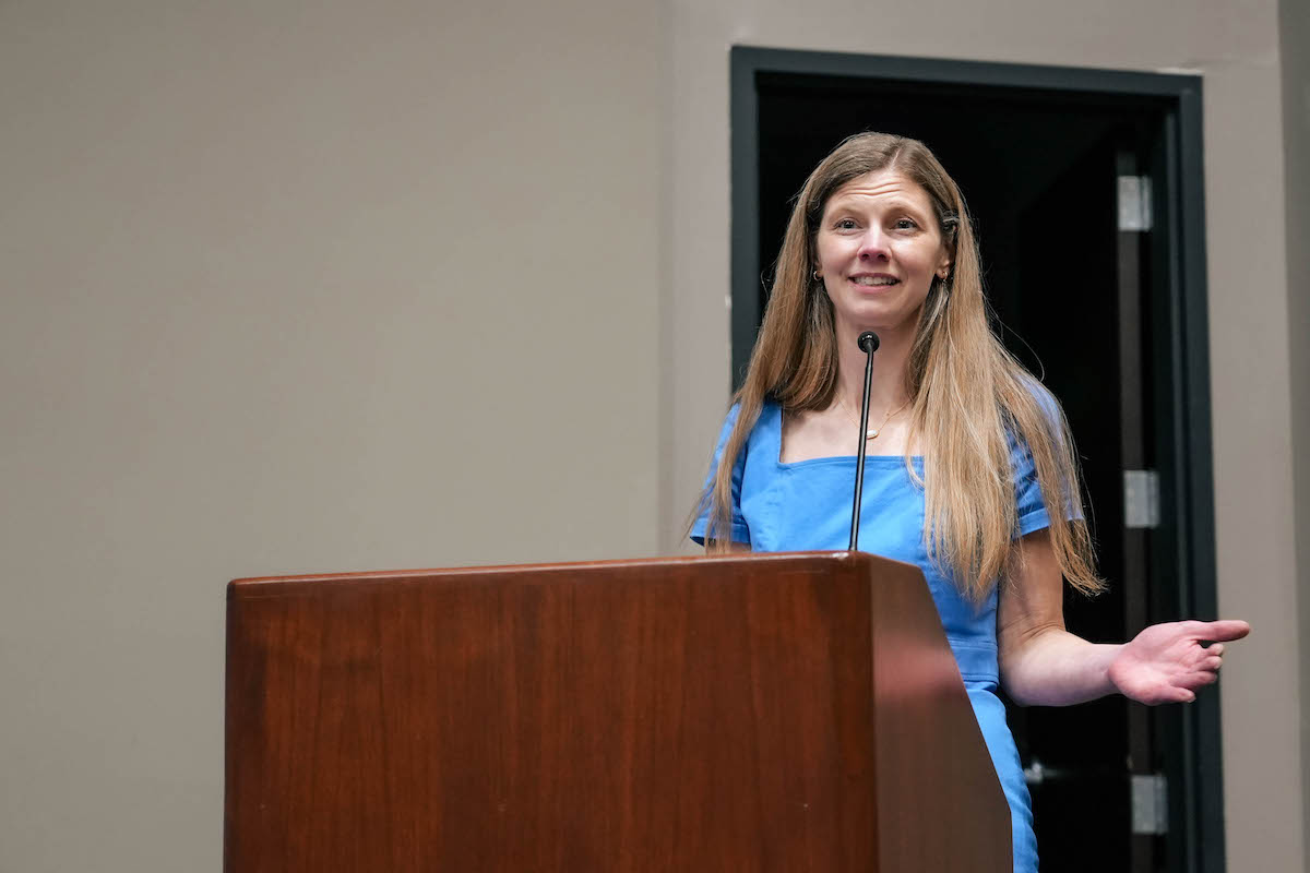 Quist speaks at the May 2025 ceremony for the Commissioner's Excellence in Public Service Award, which recognized four department employees.
