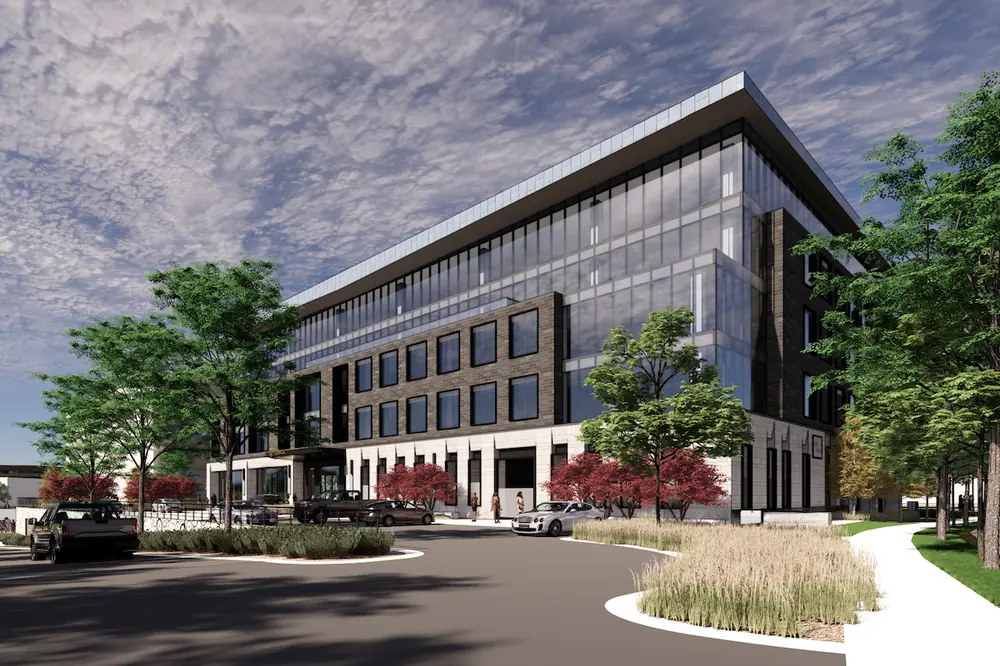AP’s new headquarters in Minneapolis is under construction and scheduled for completion in fall 2026. (Rendering courtesy of ESG Architecture & Design)