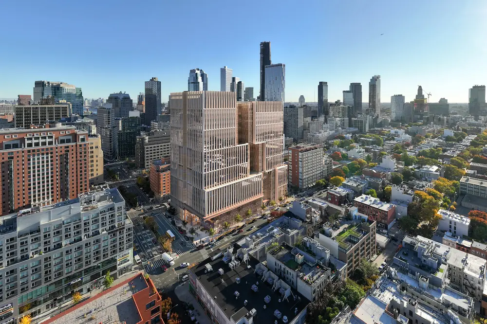 An artist’s rendering of the new humane jail now under construction in Brooklyn.