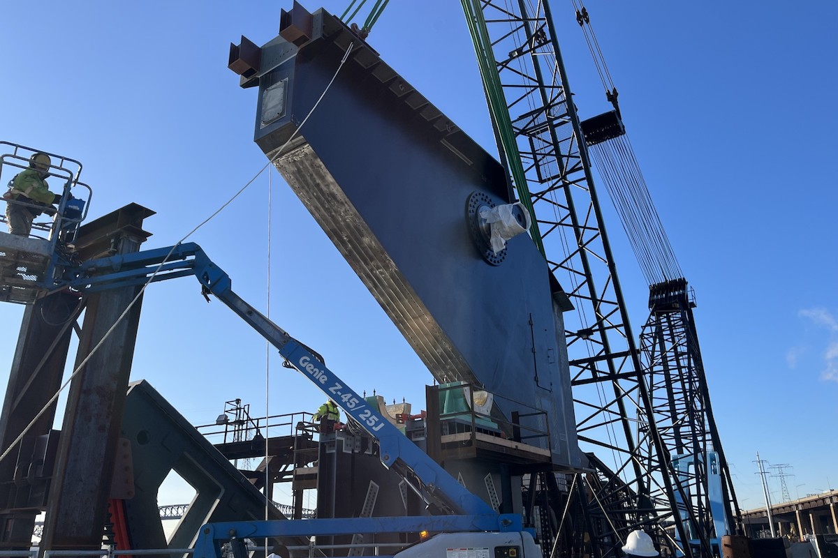Shown here is the Span 3 heel girder placement at Pier 2.