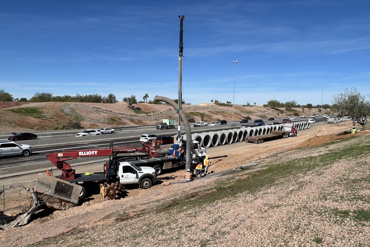 Widening Loop 101 in Scottsdale required relocating several sign structures to allow construction of new general purpose and auxiliary lanes.