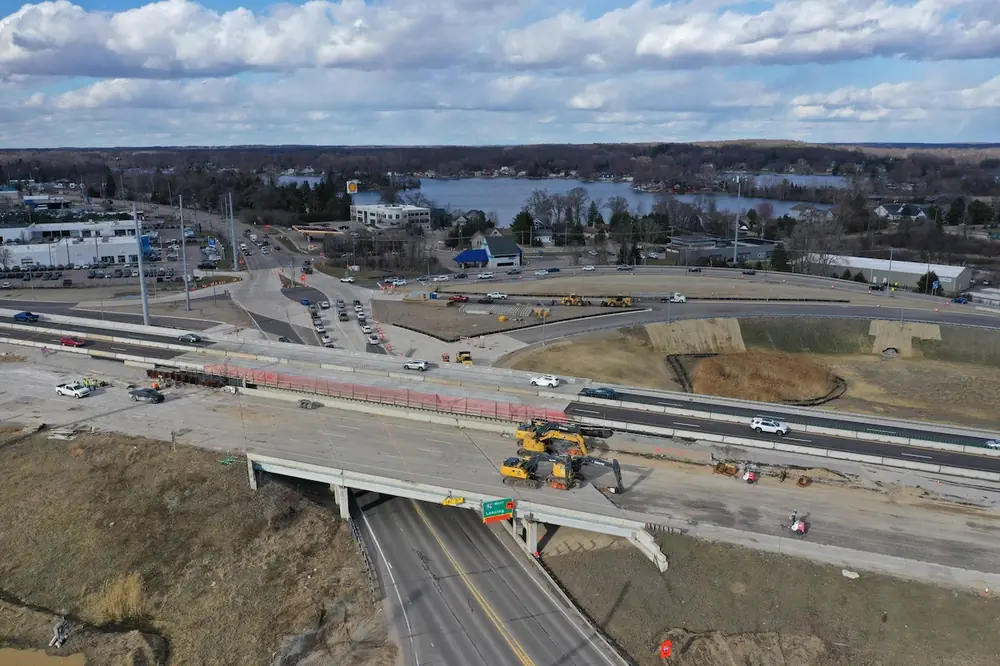The I-96/Grand River Avenue diverging diamond interchange project is rebuilding two interstate bridges over Grand River Avenue.