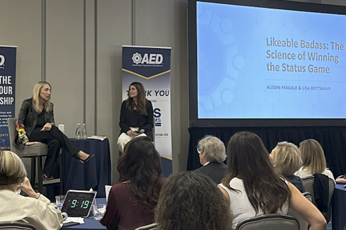 Keynote speaker and author Alison Fragale joined Lisa Rottmann of Stowers Machinery to unpack why women face barriers to status — and how to overcome them.