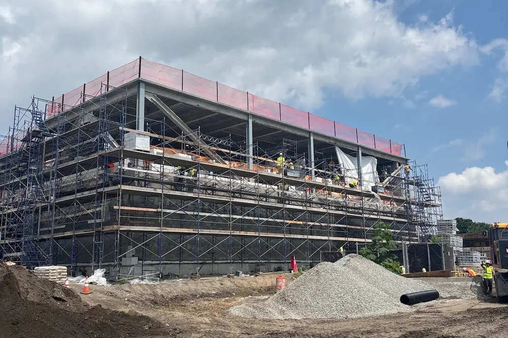A new, ground-up, two-story substation is being built on the southern end of Governors Island.
