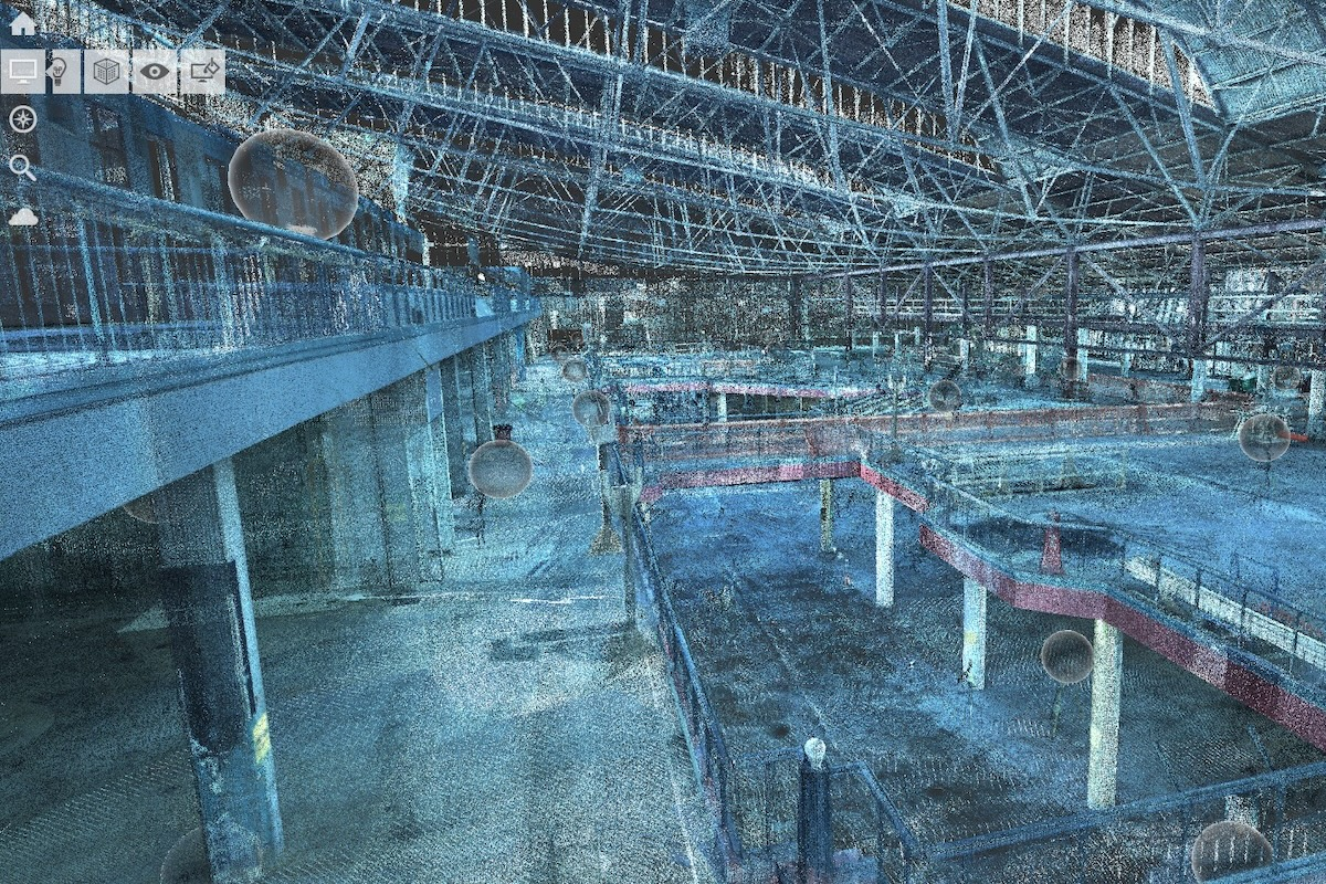 This high-definition laser scanning point cloud documented existing conditions of a 100-year-old train station.