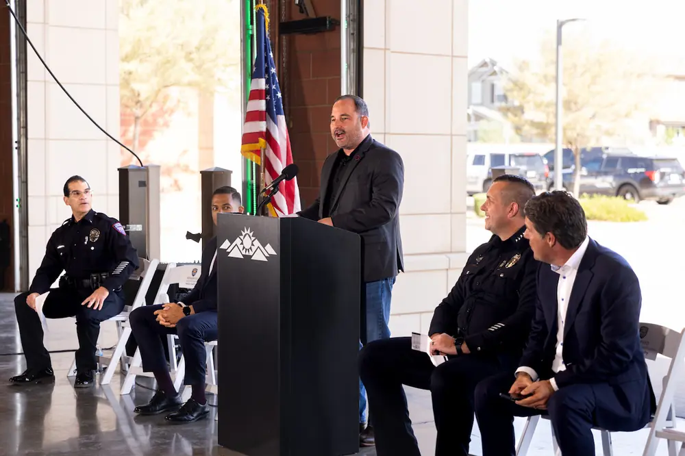 Surprise Mayor Kevin Sartor speaks during the groundbreaking event for the new Surprise Police Substation.