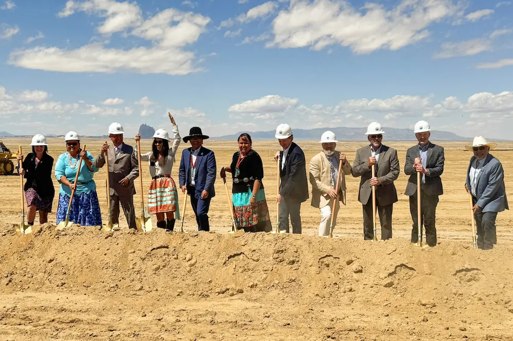 Tribal leaders and other officials break ground on the San Juan Lateral Water Treatment Plant in spring 2025.
