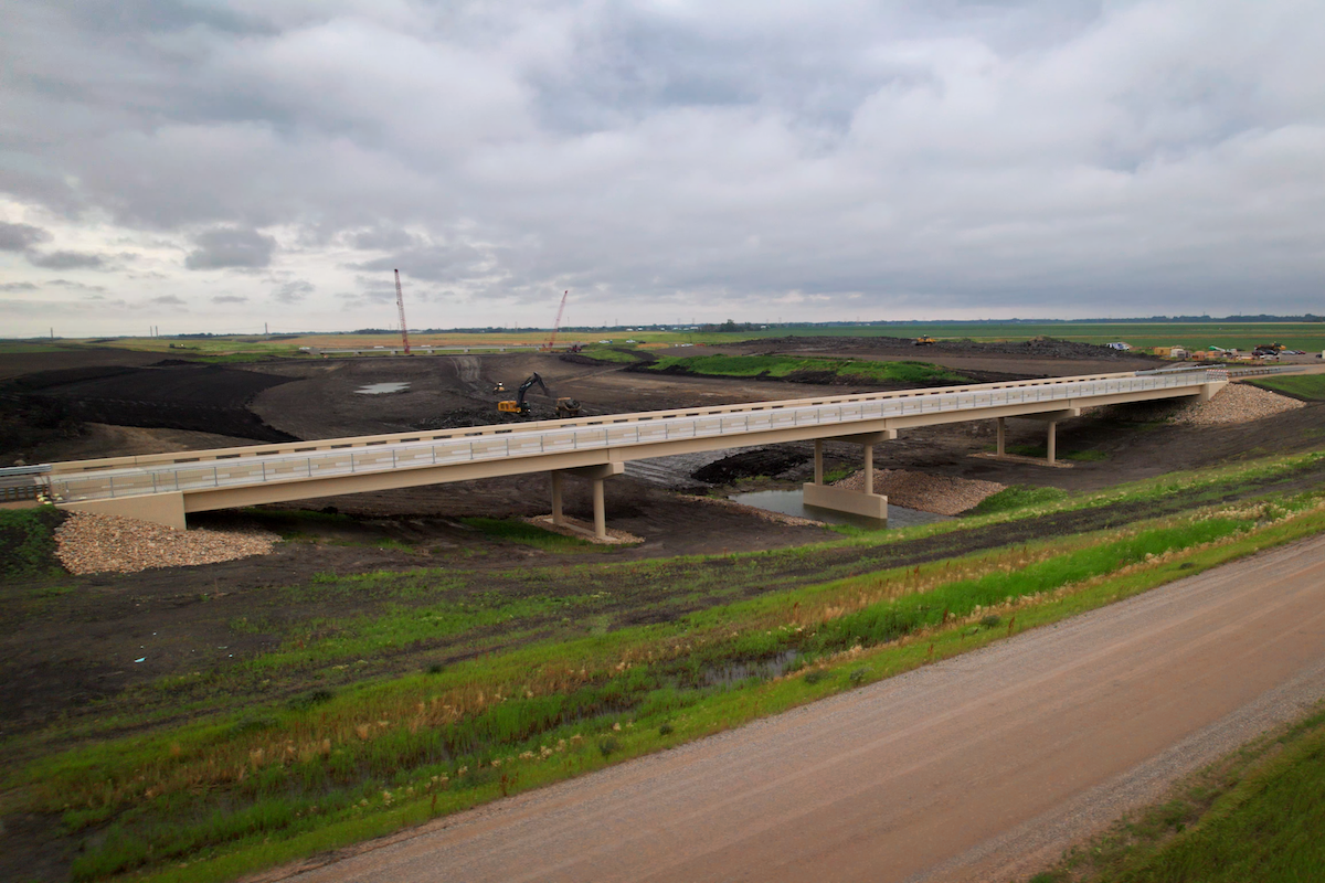 Shown here is a completed bridge over the diversion channel. (Photo courtesy of Red River Valley Alliance)