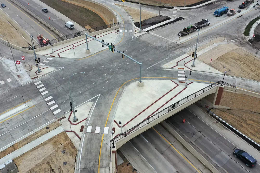 The single-point urban interchange is complete at Fourth Street Northwest.