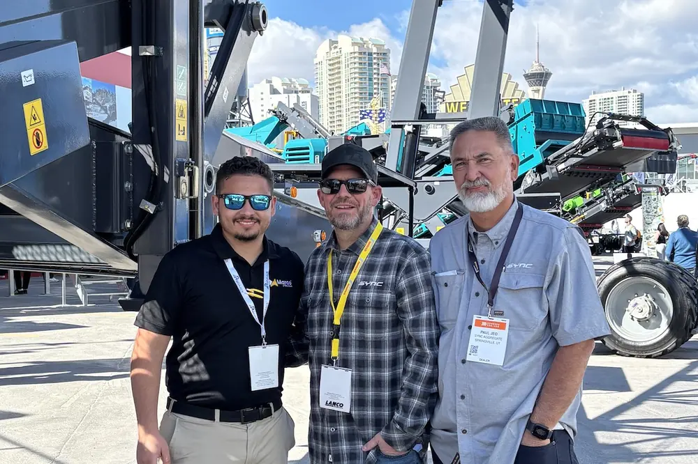 From left to right: Alex Cacabelos, Regional Sales Manager; Sy Harrison, Owner of Sync Aggregates; and Paul Jeo, Sync Aggregate Sales Specialist