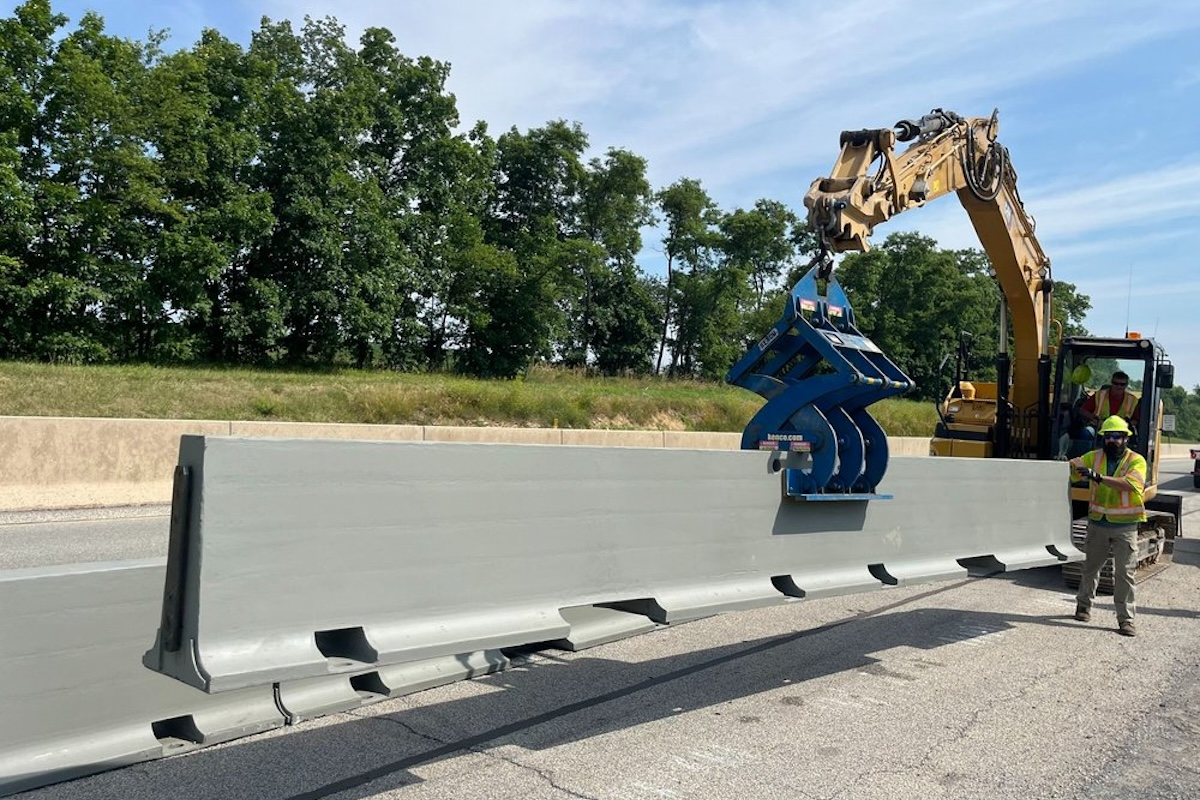 Ape Barriers, made from FRP, weigh only 10 percent of traditional concrete barriers.