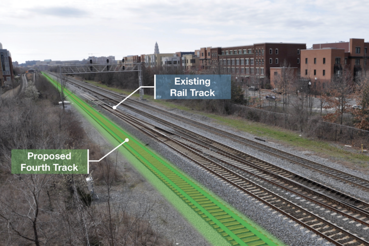 Pictured here is where the new fourth track will be built in Alexandria, Virginia. (Photo courtesy of CSX)