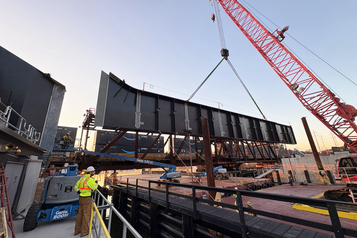 A view of the Span 3 toe girder placement is shown here, following heel girder placement.
