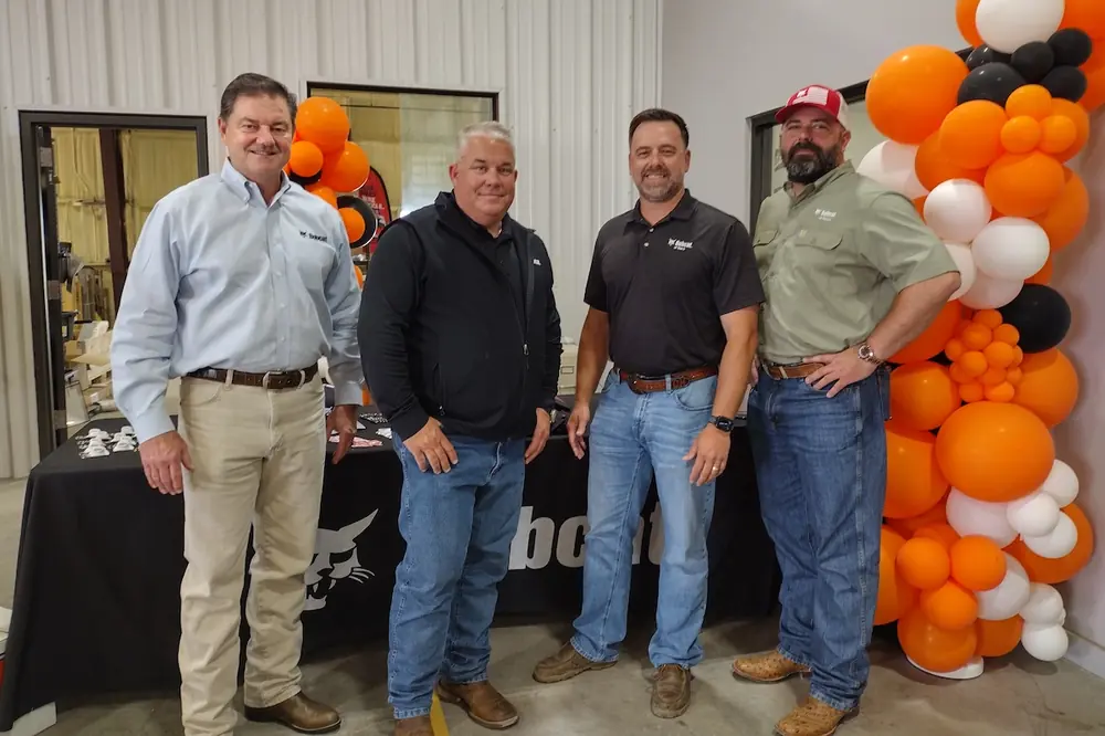 From left to right: Bobcat Waco team leaders Whit Perryman, CEO of Compact Construction Equipment LLC (CCE); Jason Rush, Chief Operating Officer of CCE; Courtney Hobgood, Regional Sales Manager for CCE; and John Bovee, Waco Branch Manager