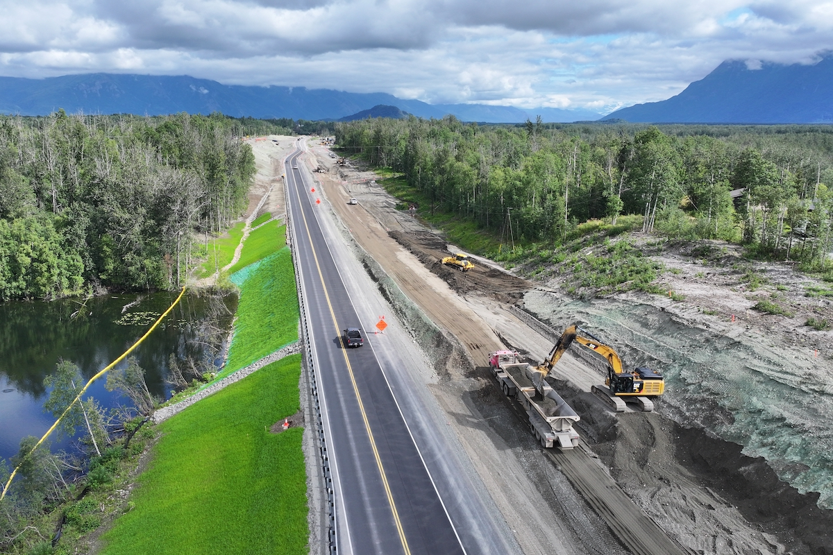 The Glenn Highway project is adding lanes, widening shoulders, adding turn lanes and frontage roads, and adding a separated pathway.