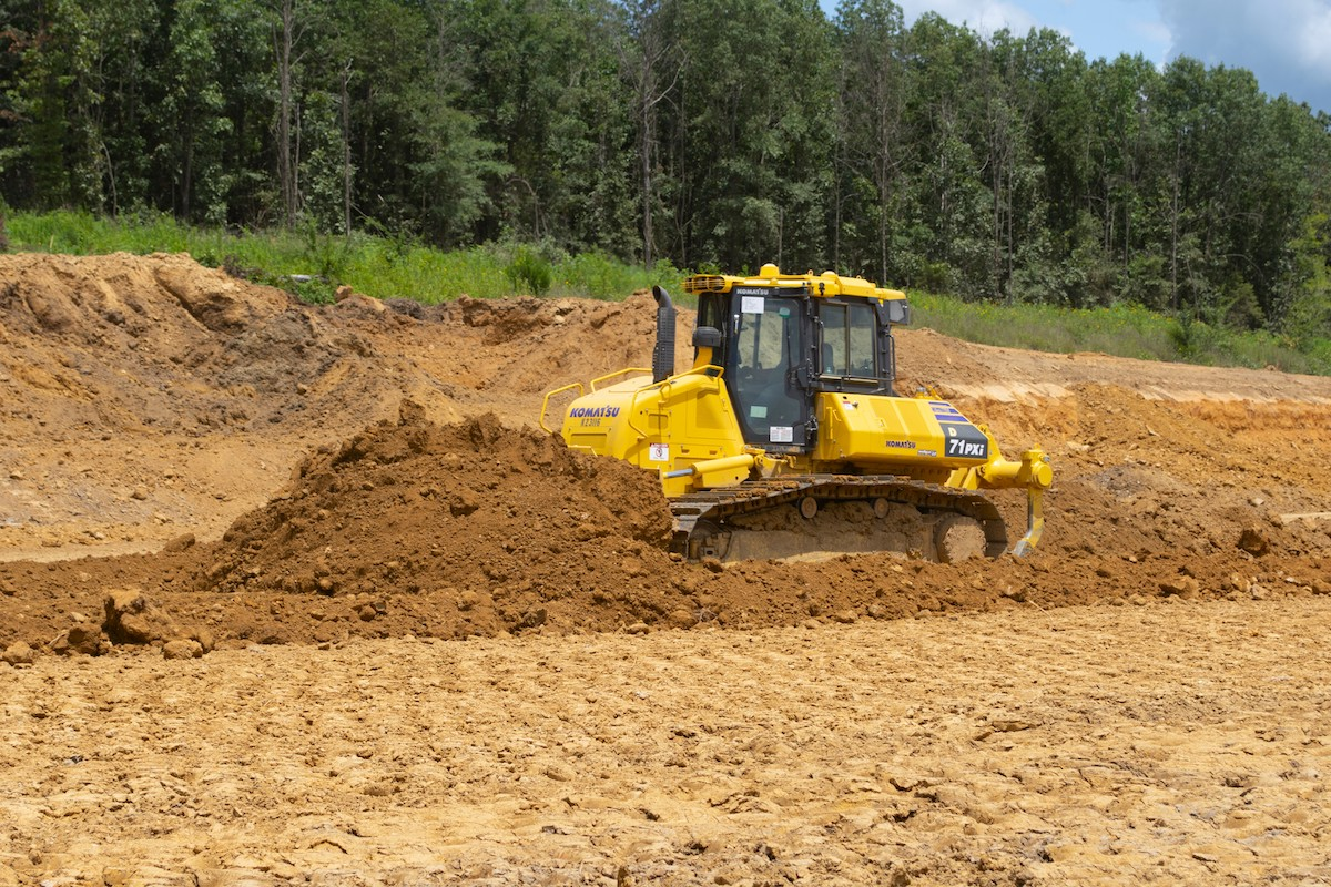 Operator Jay Johnson pushes material and grades with a Komatsu D71PXi-24 IMC Dozer.