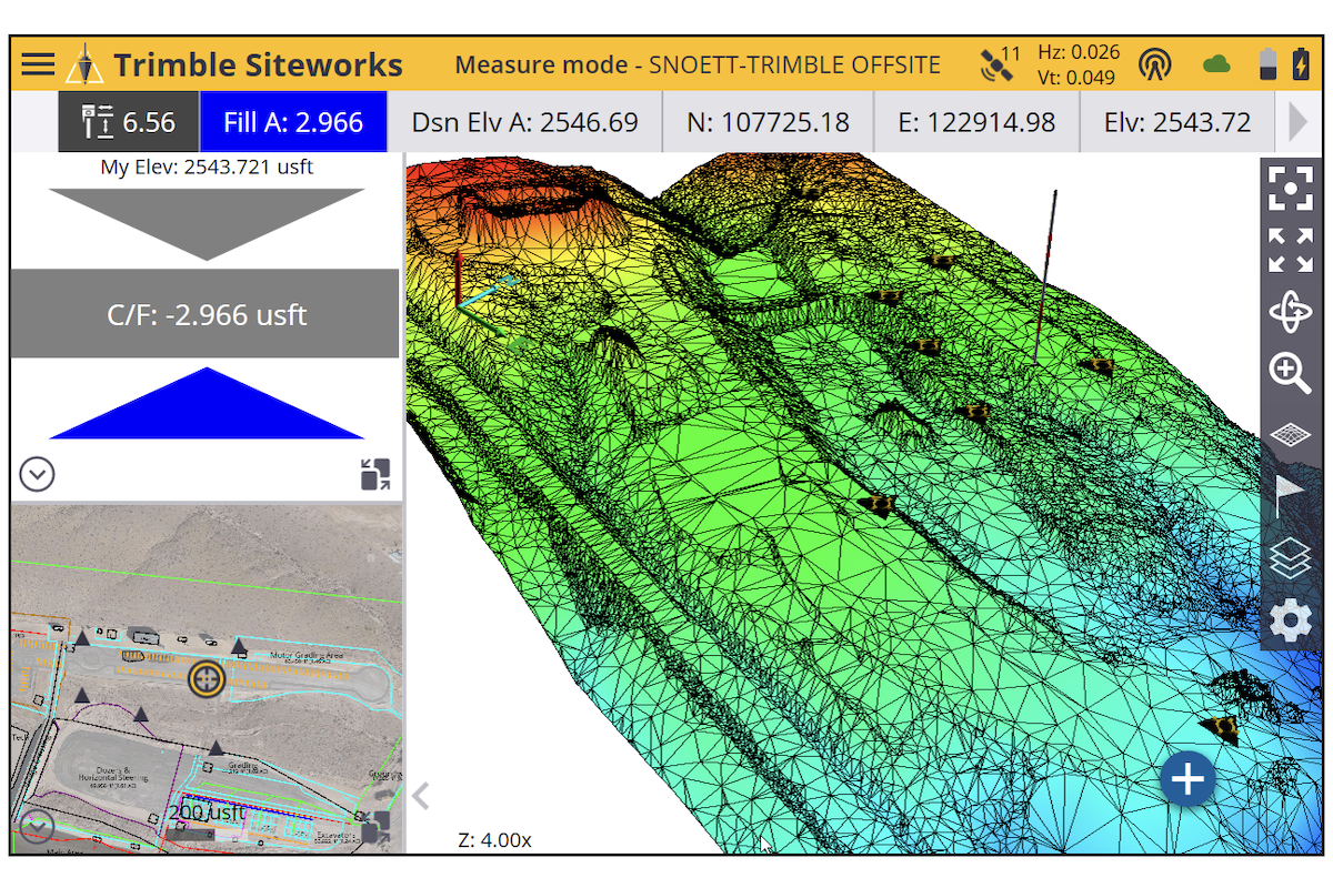 Trimble Siteworks software produces 3D data assessing production quantities achieved, which can then be transferred to the B2W Track performance tracking application.