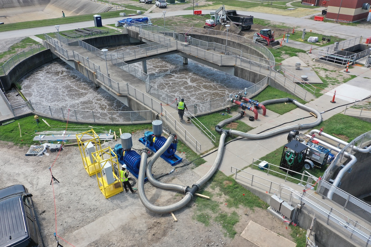 When the temporary bypass pumping system is in operation, it allows for uninterrupted flow while maintenance is performed on the aeration basins.