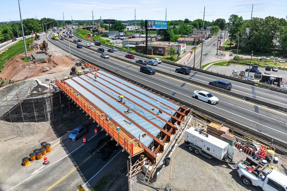 A project at Interchange 43 in West Haven, Connecticut, is replacing two bridges — one over First Avenue and the other over Metro-North Railroad.