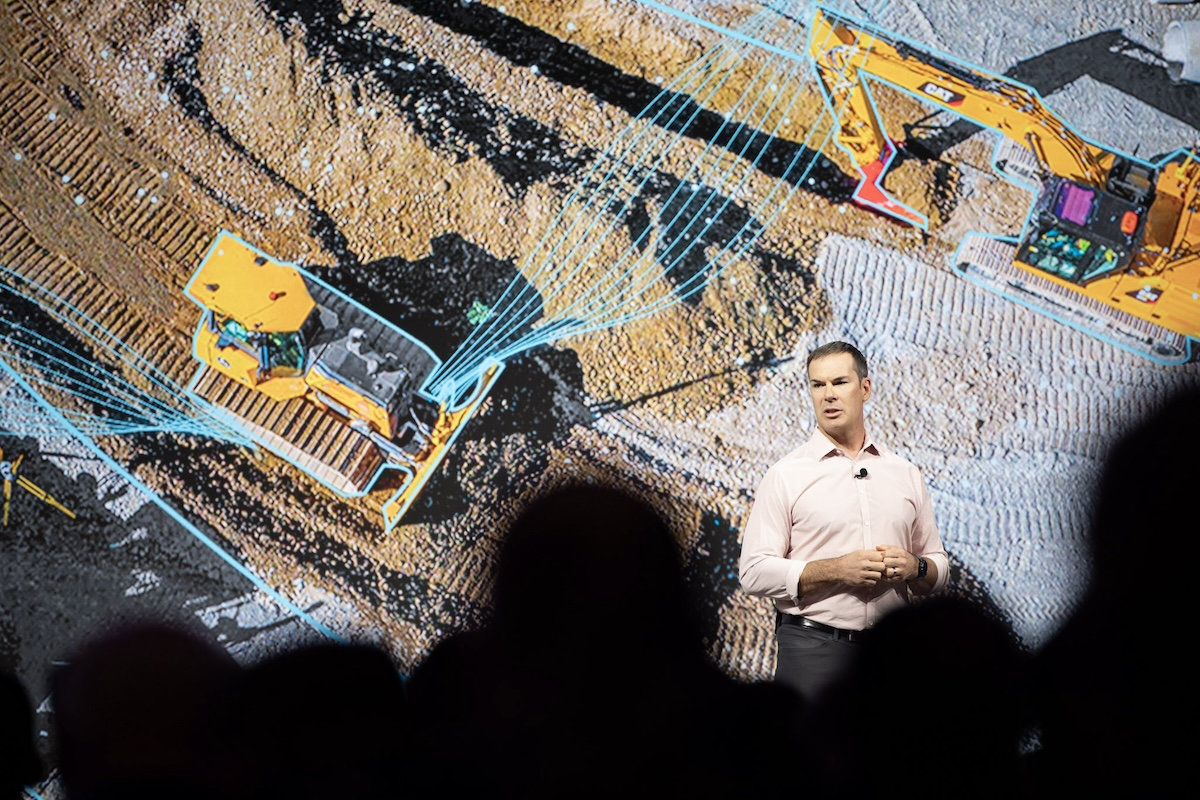 Kevin Garcia, Trimble’s General Manager of Civil Specialty Solutions, addresses attendees at the keynote session.