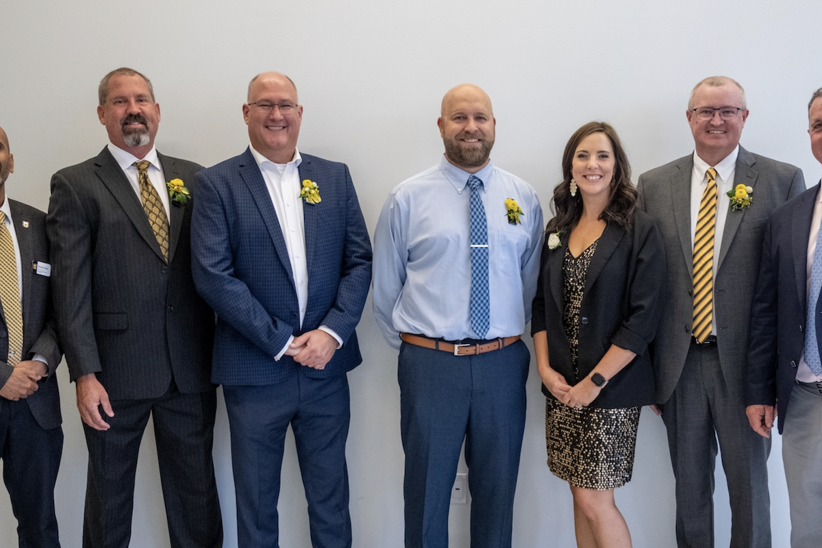 Josh Doerhoff (center) was inducted into the University of Missouri’s Civil & Environmental Engineering Academy of Distinguished Alumni.