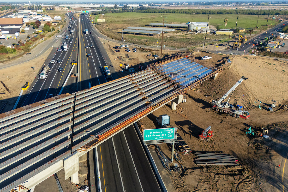 The team prepares the bridge deck for the Austin Road overcrossing.