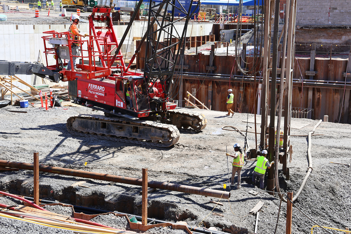 More than 550 piles were driven by Alden, New York-based Ferraro Pile and Shoring Inc.