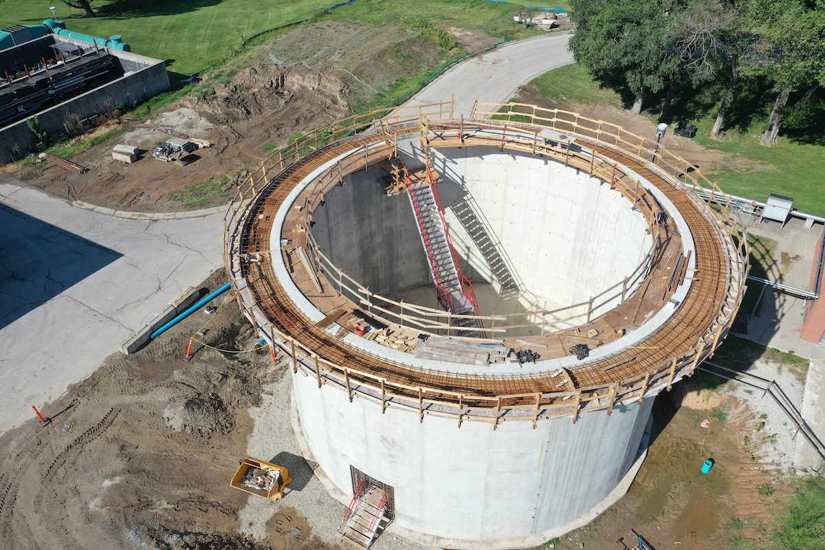Pictured here is an aerial view of the thickened waste-activated sludge tank.