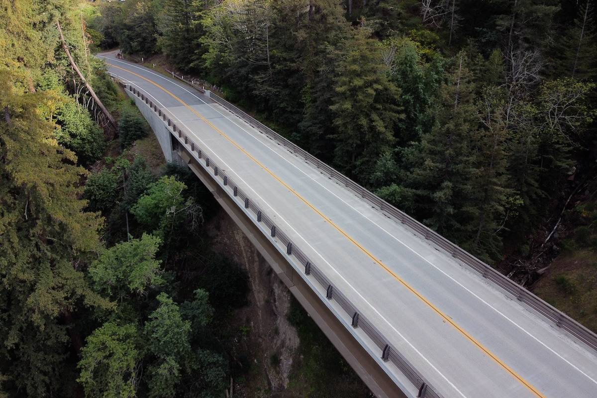A massive washout of the Pfeiffer Canyon Bridge in Big Sur, California, isolated communities, putting pressure on stakeholders to restore the bridge as fast as possible. (Photo courtesy of Nucor)