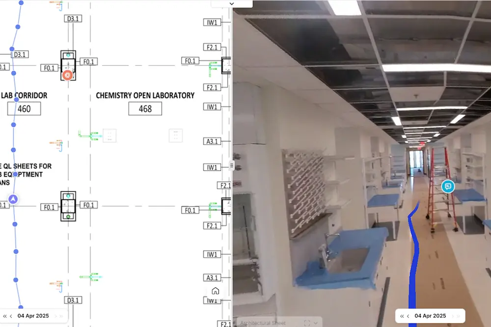 Geotagged, 360-degree walkthroughs overlaid on the plans for instant spatial context.