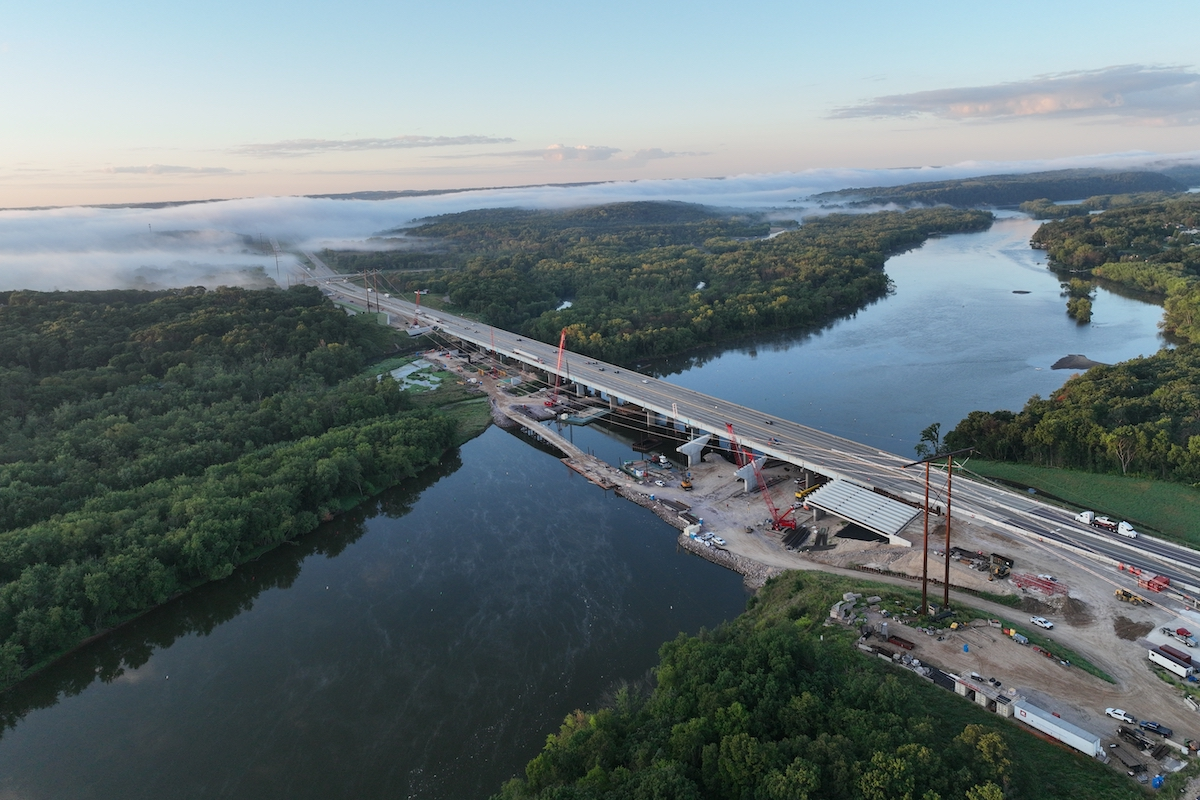 The project team is constructing the first of the I-39/90/94 bridges about 10 feet east of the current structure.
