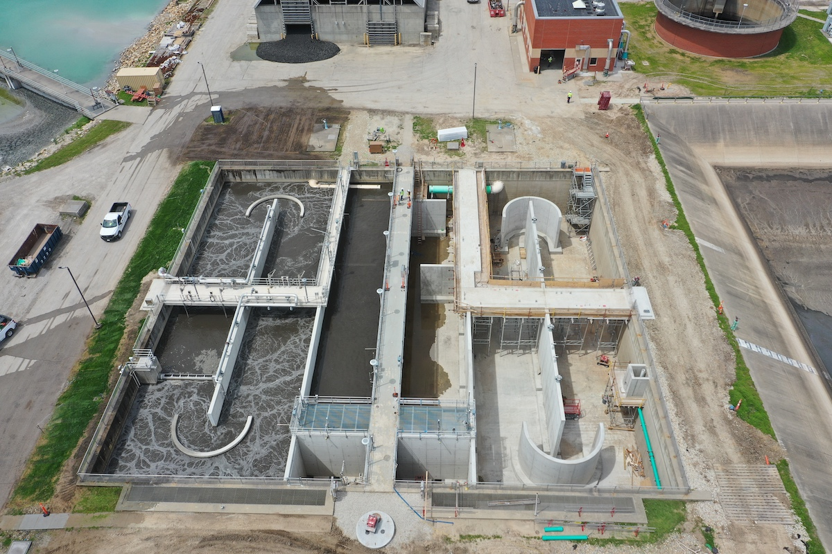Shown here is the active construction of aeration basin 3.