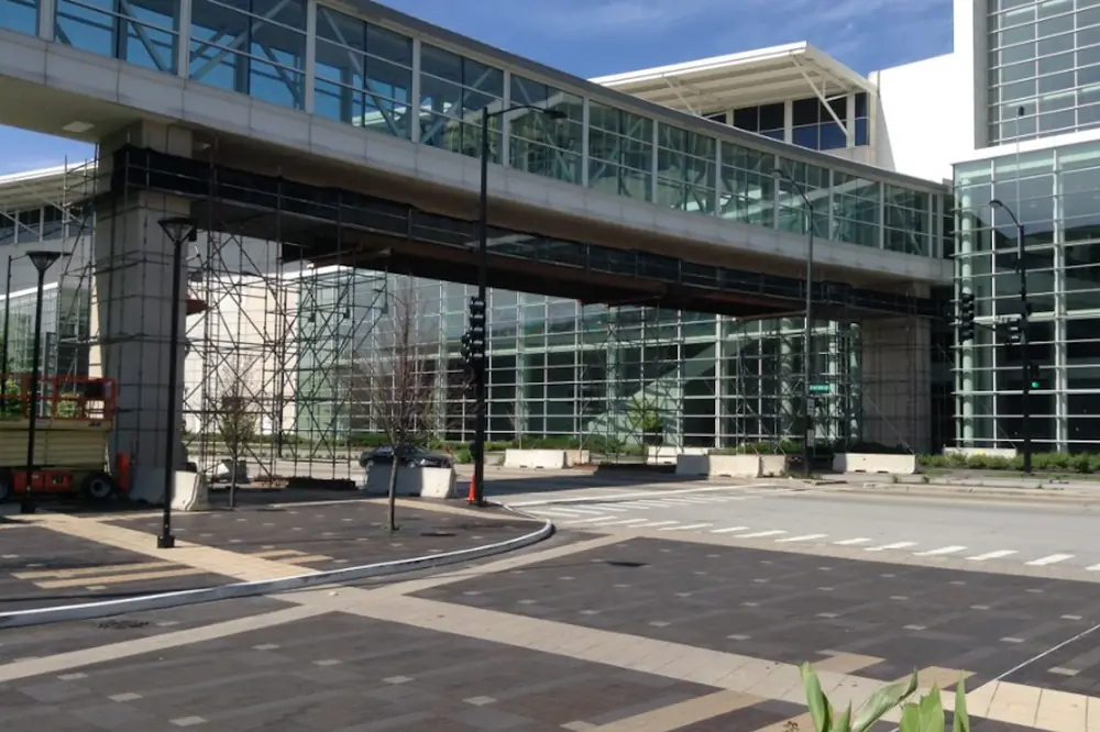 Scaffolding under a bridge