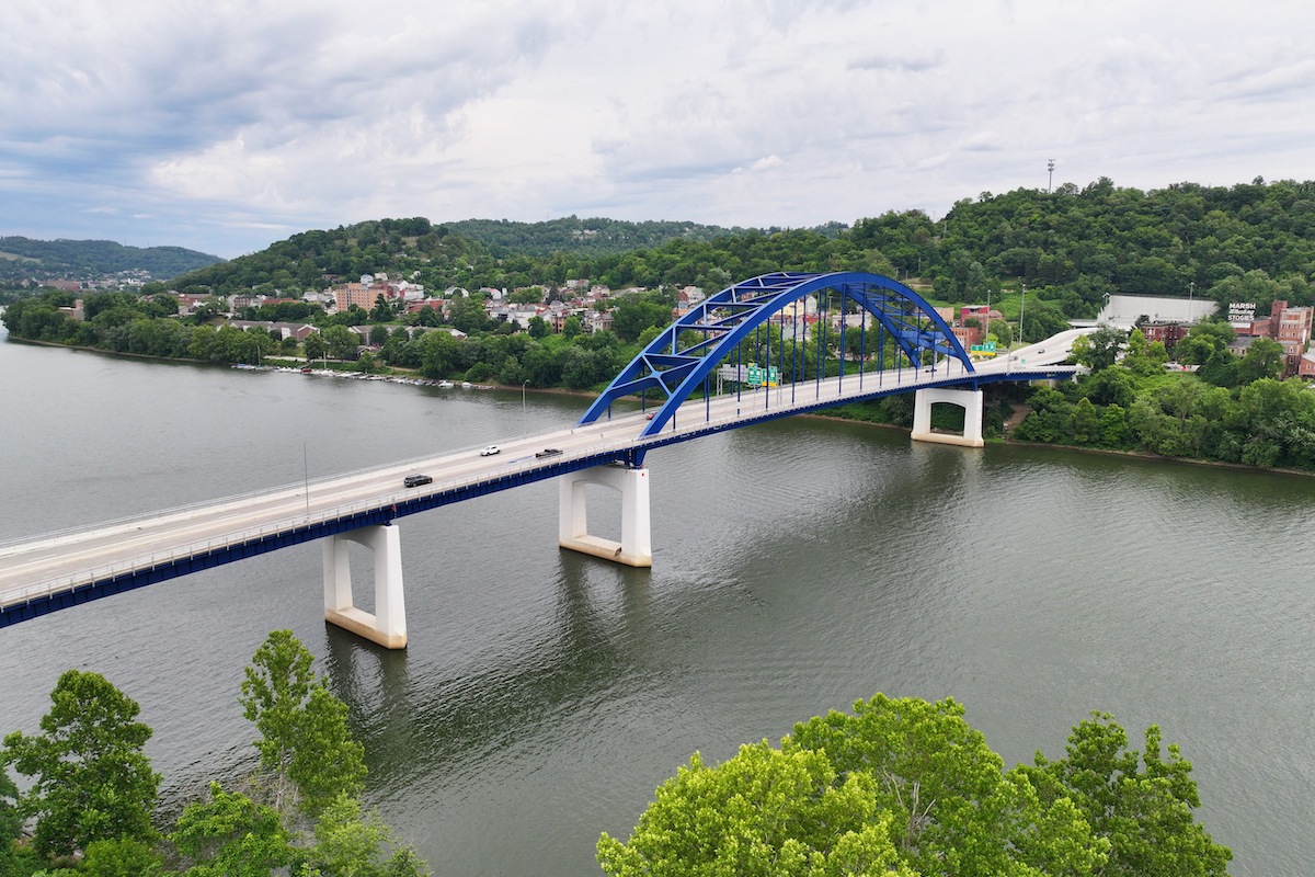 In Wheeling, West Virginia, 26 sets of bridges are being replaced or rehabilitated. One of them is pictured here.