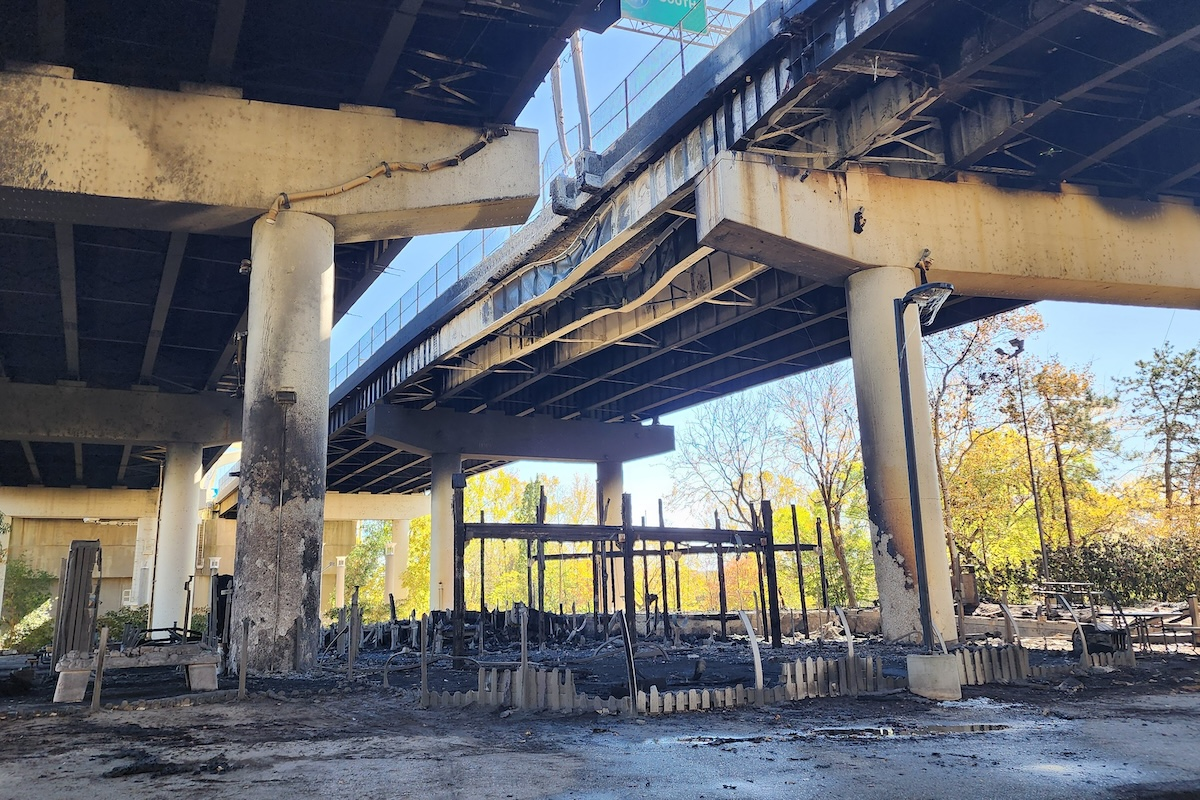 Arson weakened the Daniel Carter Beard Bridge. (Photo courtesy of Ohio Department of Transportation)