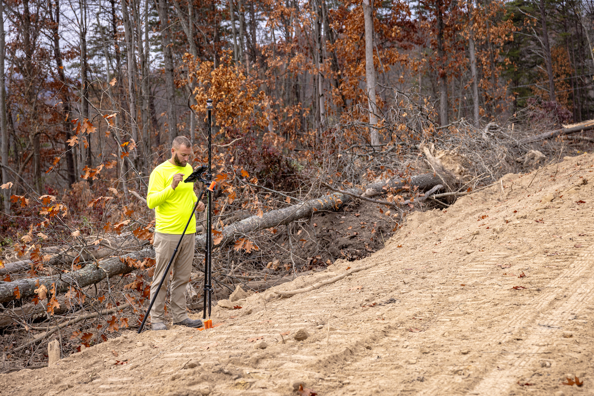 Graham gathers points on a recent project. With the Topcon solution, the layout facet of his work has been streamlined without sacrificing quality.