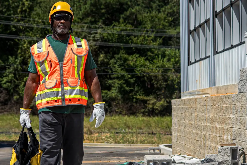 Worker demonstrating proper use of safety gear designed to meet current industry standards for protection. (Photo courtesy of Lauren Ingram, Radians)