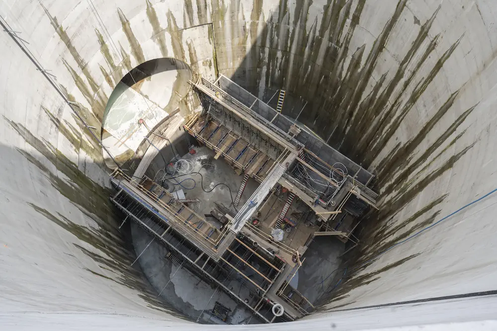 Pictured here is the deep shaft formwork solution for the NBC Phase III Combined Sewer Overflow Tunnel in Pawtucket, Rhode Island.