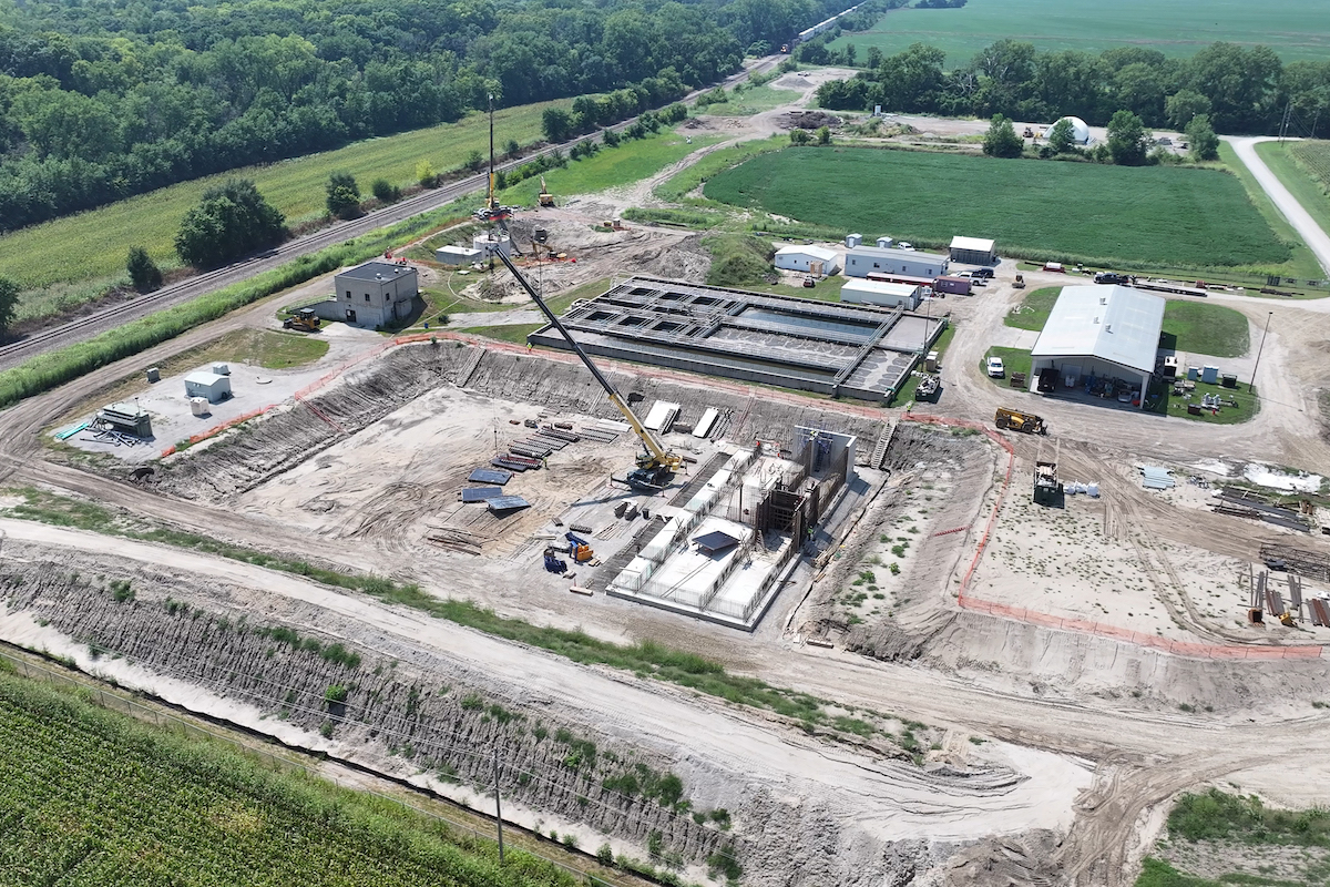 Crews perform excavation work for the new Aeromod Treatment Basin. The area in the top right of the photo is where the new process building is located and where the tertiary filter, electrical gear, and blowers are housed.