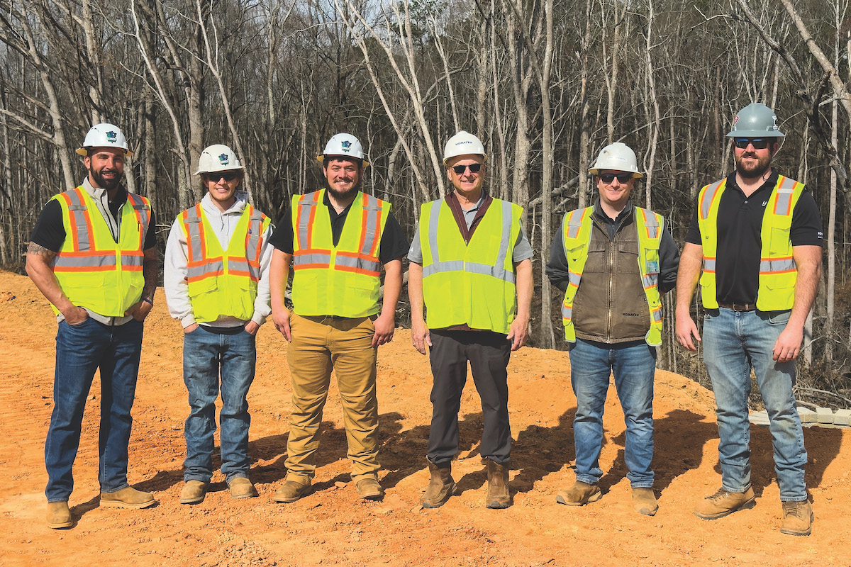 From left to right: Kennedy Excavating’s Brian Lainhart, Daniel Kennedy, and Patrick Kennedy work closely with Linder’s team, including Andy Chapman, Dustin Light, and Zach Nunamacher.