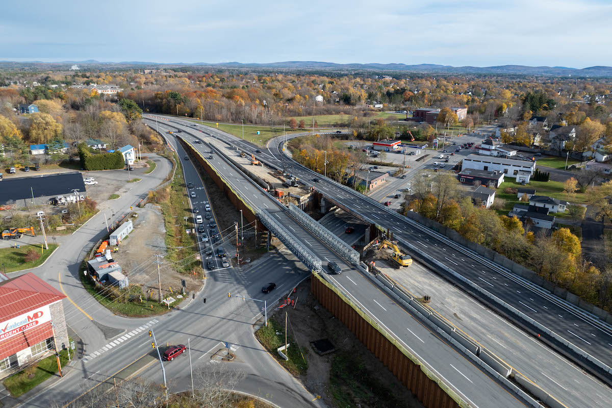 The Bangor Broadway Bridge Project will replace an existing three-span steel girder bridge with a single-span steel girder bridge on new cast-in-place concrete abutments.