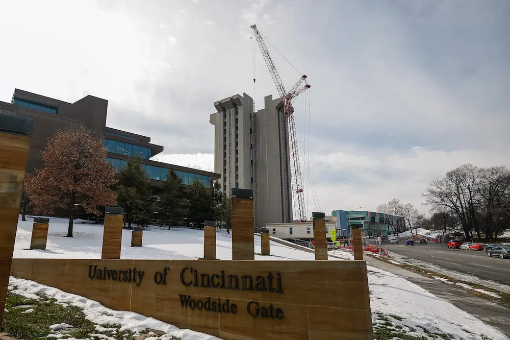 Skanska is coordinating demolition operations with ongoing university activities. (Photo courtesy of Connor Boyle, University of Cincinnati)