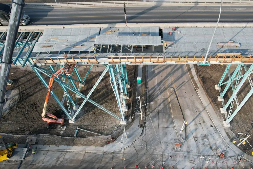 Deck repairs on the Ambassador Bridge.