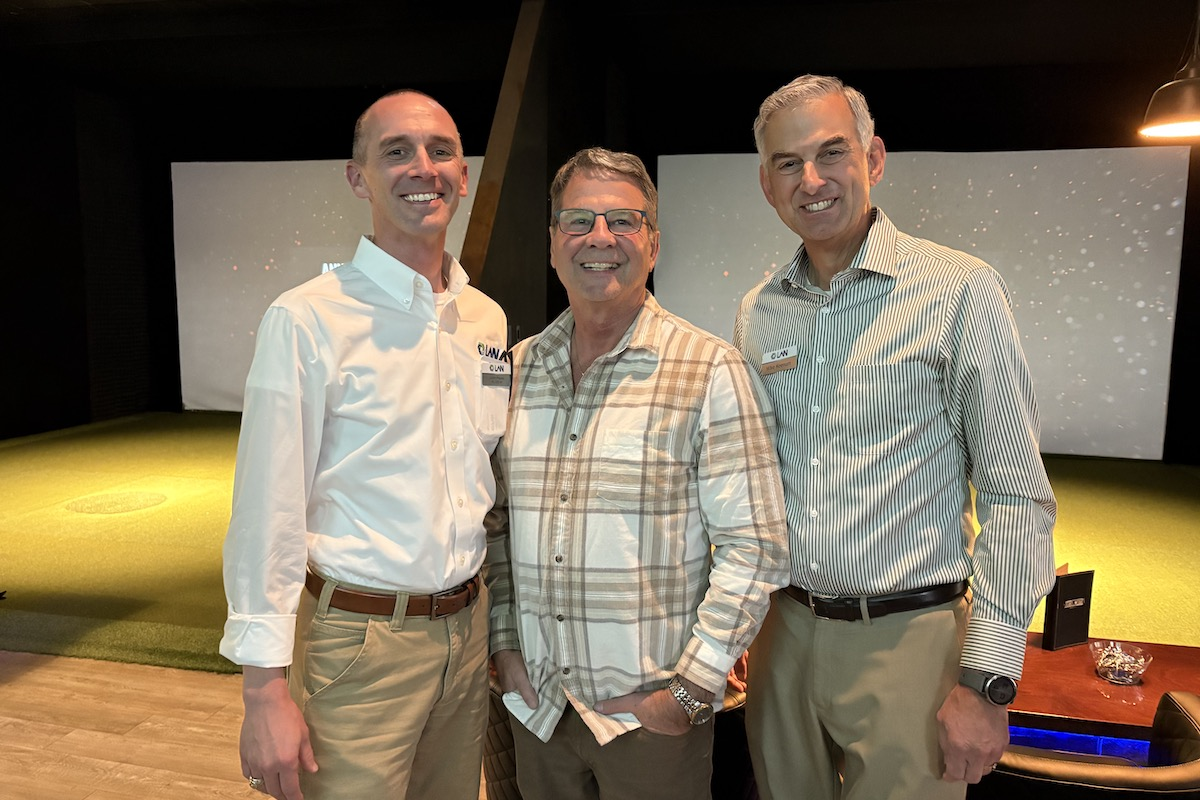 From left to right: LAN Vice President Justin Reeves, PE; Texas Senator Charles Perry; and LAN West Texas Principal Mike Keenum attend the "Lubbock Par-Tee" at Texas Wedge to celebrate the firm's reintroduction to the Lubbock area. (Photo courtesy of LAN)