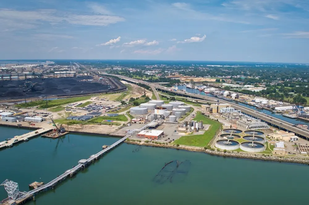 The new raw wastewater transmission force main runs across the James River.